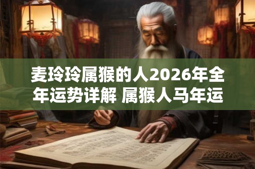 麦玲玲属猴的人2026年全年运势详解 属猴人马年运程及每月运势