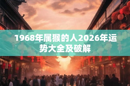 1968年属猴的人2026年运势大全及破解