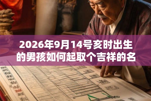 2026年9月14号亥时出生的男孩如何起取个吉祥的名字，五行属什么