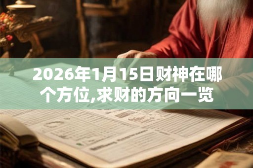 2026年1月15日财神在哪个方位,求财的方向一览