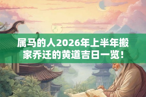 属马的人2026年上半年搬家乔迁的黄道吉日一览！
