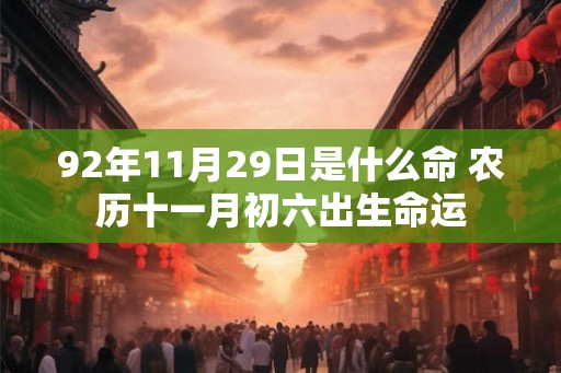 92年11月29日是什么命 农历十一月初六出生命运