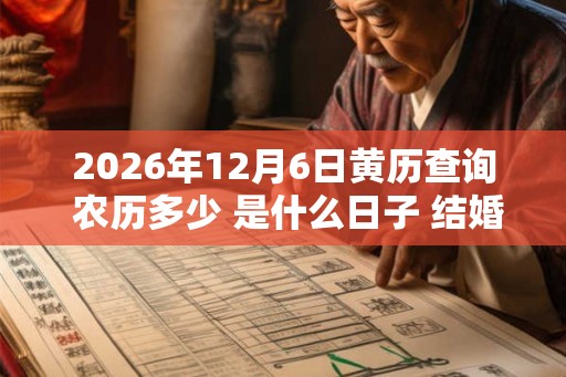 2026年12月6日黄历查询 农历多少 是什么日子 结婚吉时
