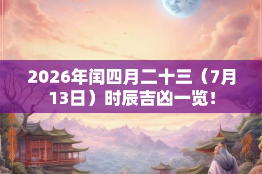 2026年闰四月二十三（7月13日）时辰吉凶一览！