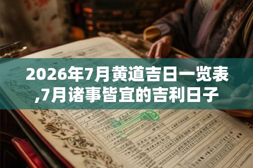 2026年7月黄道吉日一览表,7月诸事皆宜的吉利日子