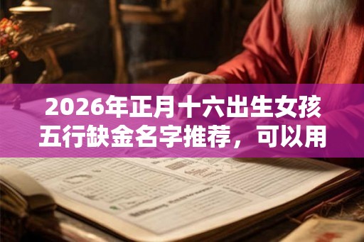 2026年正月十六出生女孩五行缺金名字推荐，可以用什么字？