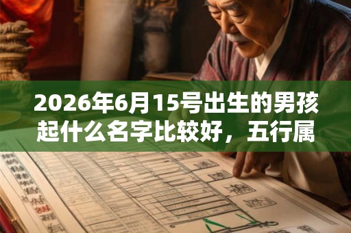 2026年6月15号出生的男孩起什么名字比较好，五行属什么