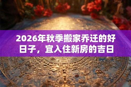 2026年秋季搬家乔迁的好日子,宜入住新房的吉日 2026年秋季搬家乔迁的好日子,宜入住新房的吉日