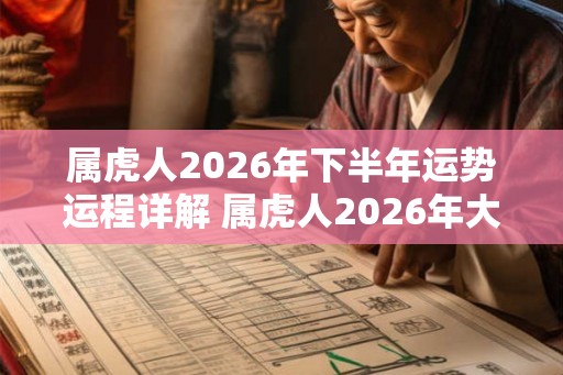 属虎人2026年下半年运势运程详解 属虎人2026年大忌