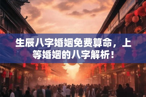 生辰八字婚姻免费算命，上等婚姻的八字解析！