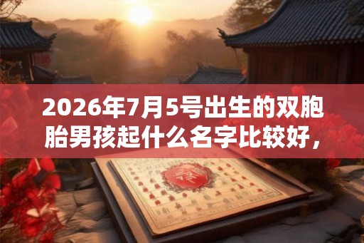 2026年7月5号出生的双胞胎男孩起什么名字比较好，五行属什么