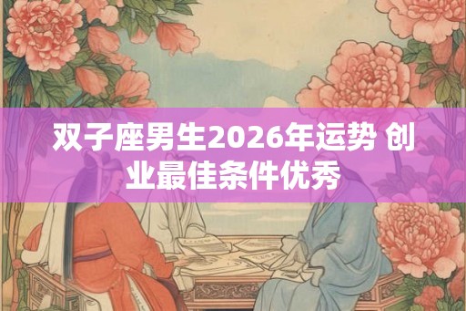 双子座男生2026年运势 创业最佳条件优秀