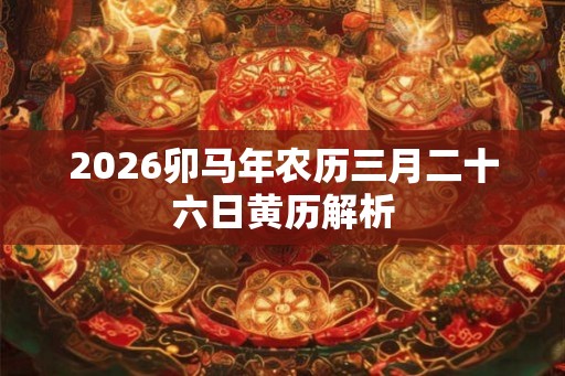 2026卯马年农历三月二十六日黄历解析