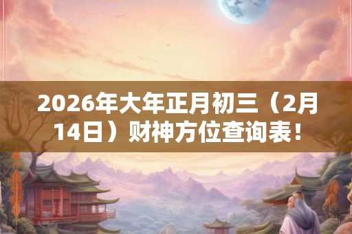 2026年大年正月初三（2月14日）财神方位查询表！