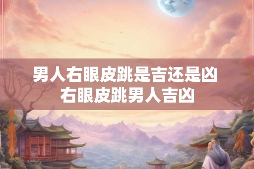 男人右眼皮跳是吉还是凶 右眼皮跳男人吉凶