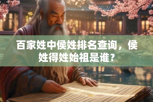 百家姓中侯姓排名查询，侯姓得姓始祖是谁？