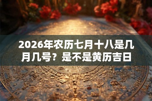 2026年农历七月十八是几月几号？是不是黄历吉日