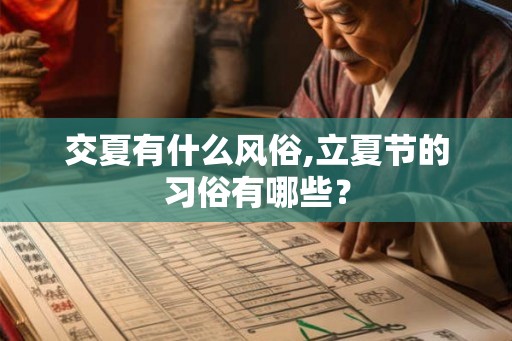 交夏有什么风俗,立夏节的习俗有哪些？