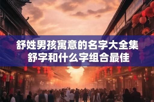 舒姓男孩寓意的名字大全集 舒字和什么字组合最佳