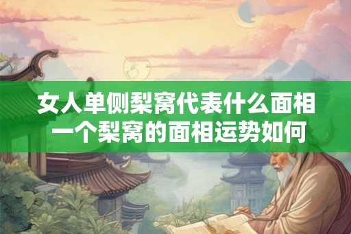 女人单侧梨窝代表什么面相 一个梨窝的面相运势如何