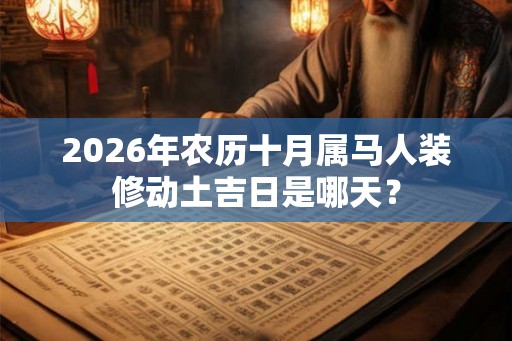 2026年农历十月属马人装修动土吉日是哪天？