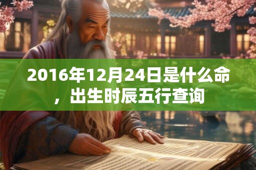 2016年12月24日是什么命，出生时辰五行查询