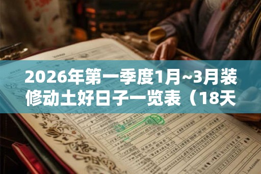 2026年第一季度1月~3月装修动土好日子一览表（18天）