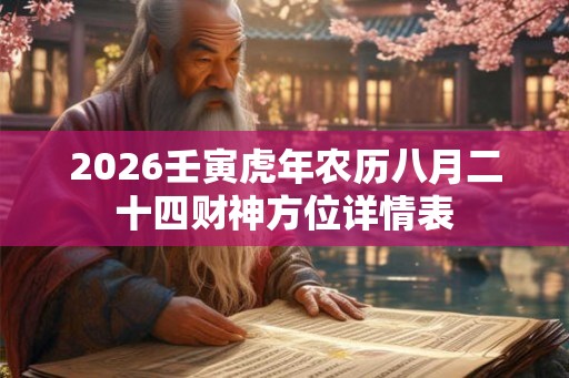 2026壬寅虎年农历八月二十四财神方位详情表 2026壬寅虎年农历八月二十四财神方位详情表