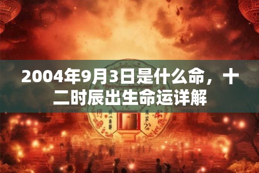 2004年9月3日是什么命，十二时辰出生命运详解