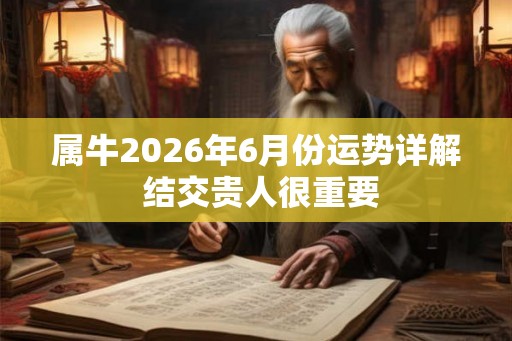 属牛2026年6月份运势详解 结交贵人很重要
