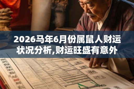 2026马年6月份属鼠人财运状况分析,财运旺盛有意外之财