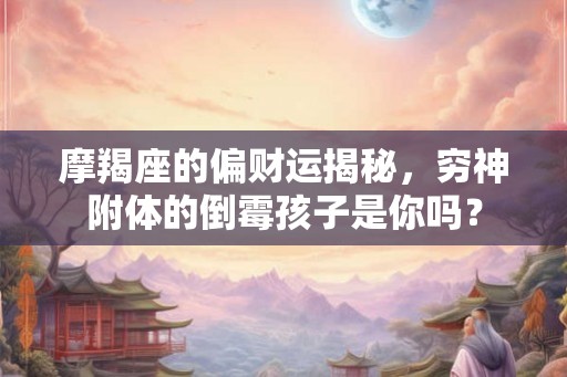 摩羯座的偏财运揭秘，穷神附体的倒霉孩子是你吗？