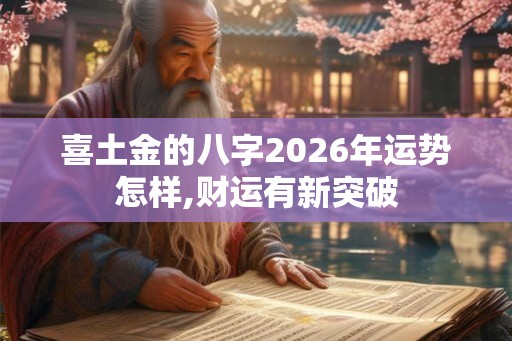 喜土金的八字2026年运势怎样,财运有新突破