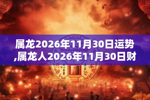 属龙2026年11月30日运势,属龙人2026年11月30日财运,生肖龙2026年11月30日运势