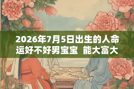 2026年7月5日出生的人命运好不好男宝宝  能大富大贵吗