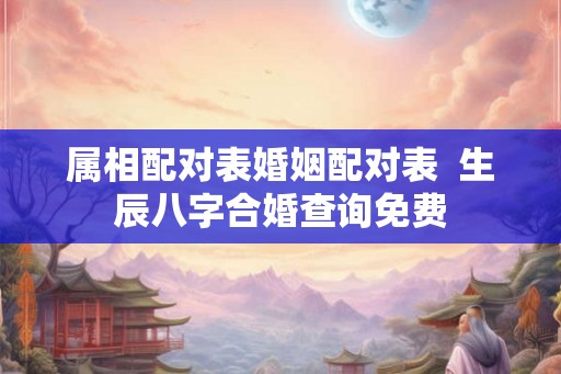 属相配对表婚姻配对表  生辰八字合婚查询免费