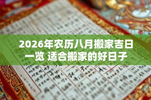 2026年农历八月搬家吉日一览 适合搬家的好日子