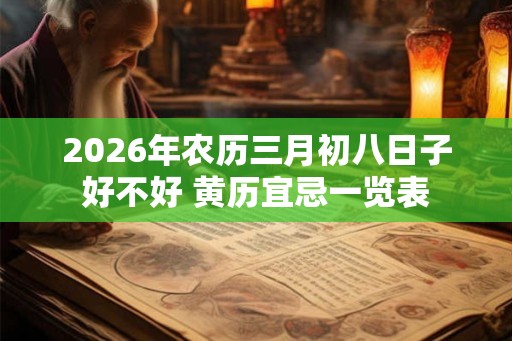 2026年农历三月初八日子好不好 黄历宜忌一览表 2026年农历三月初八日子好不好 黄历宜忌一览表