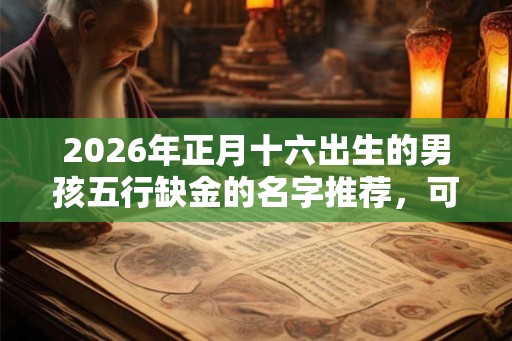 2026年正月十六出生的男孩五行缺金的名字推荐，可以用什么字？