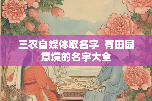 三农自媒体取名字  有田园意境的名字大全