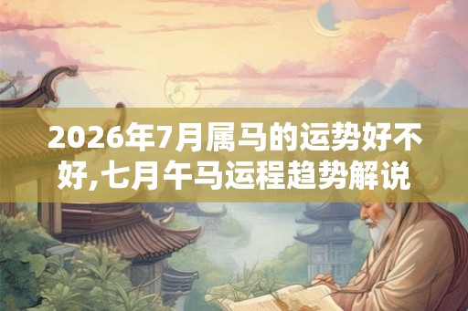 2026年7月属马的运势好不好,七月午马运程趋势解说