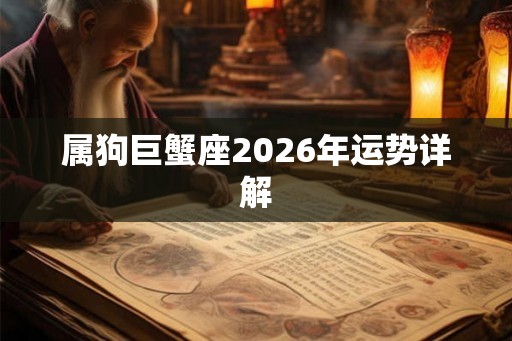 属狗巨蟹座2026年运势详解