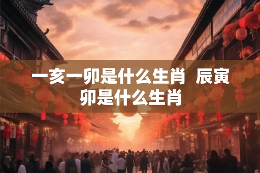一亥一卯是什么生肖  辰寅卯是什么生肖