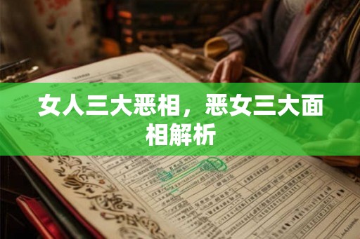 女人三大恶相，恶女三大面相解析