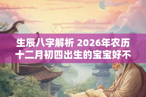 生辰八字解析 2026年农历十二月初四出生的宝宝好不好