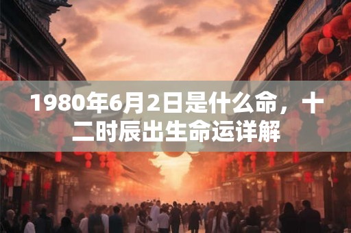 1980年6月2日是什么命，十二时辰出生命运详解