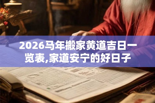 2026马年搬家黄道吉日一览表,家道安宁的好日子