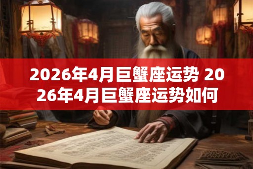 2026年4月巨蟹座运势 2026年4月巨蟹座运势如何