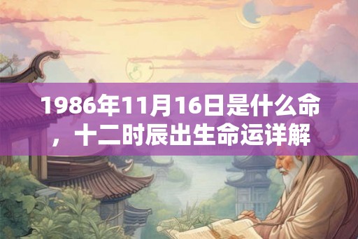 1986年11月16日是什么命，十二时辰出生命运详解