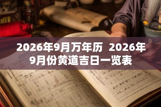 2026年9月万年历  2026年9月份黄道吉日一览表